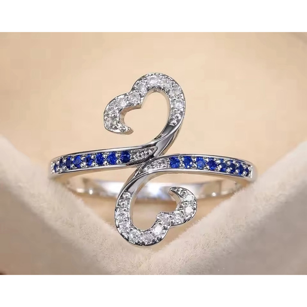 NEW HEART HALO‎ RING, WHITE GOLD PLATED 925 SILVER, LOVE RING, CUTE RING, SIZE 6 - Picture 8 of 12